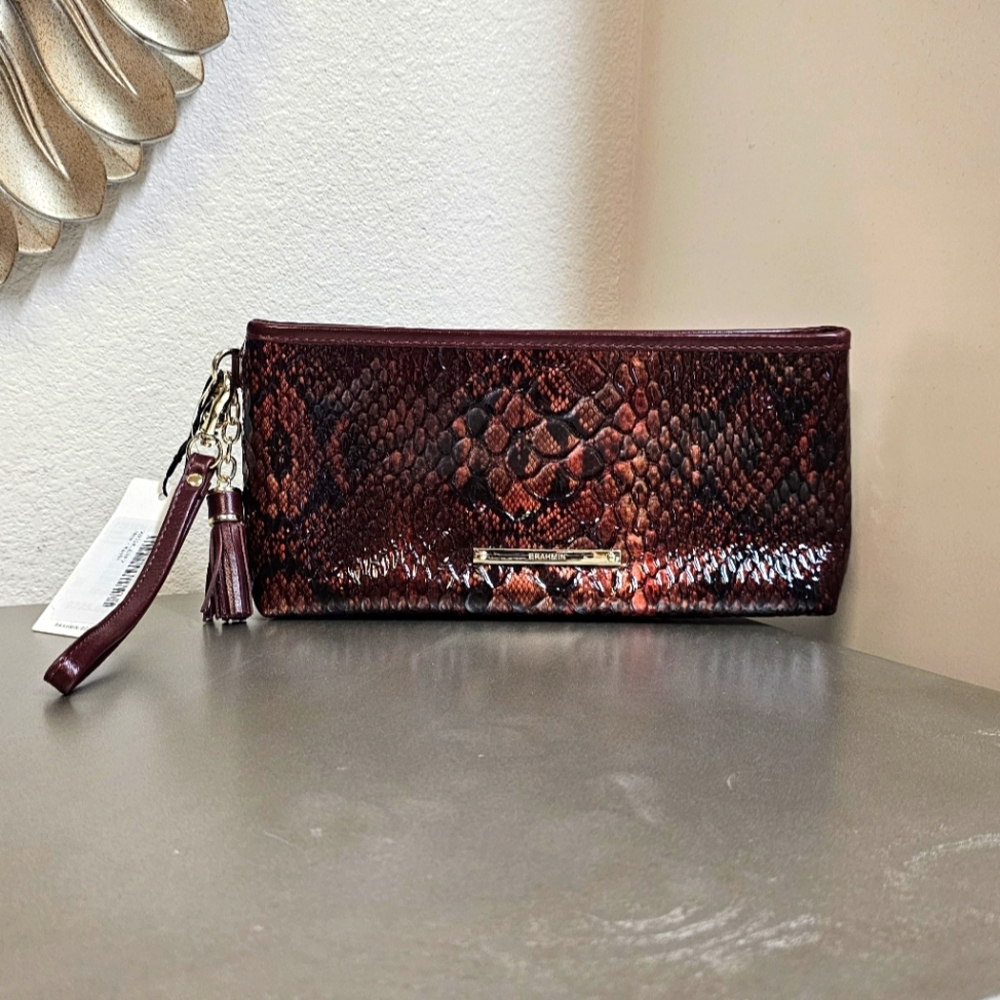 Brahmin Kayla Large Wristlet in Cranberry, NWT
